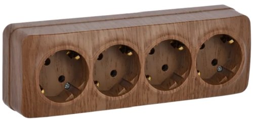 Розетка с заземлением накладная IEK Glory РС24-3-ХД 4-м. дуб фото Розетка с заземлением накладная IEK Glory РС24-3-ХД 4-м. дуб картинка